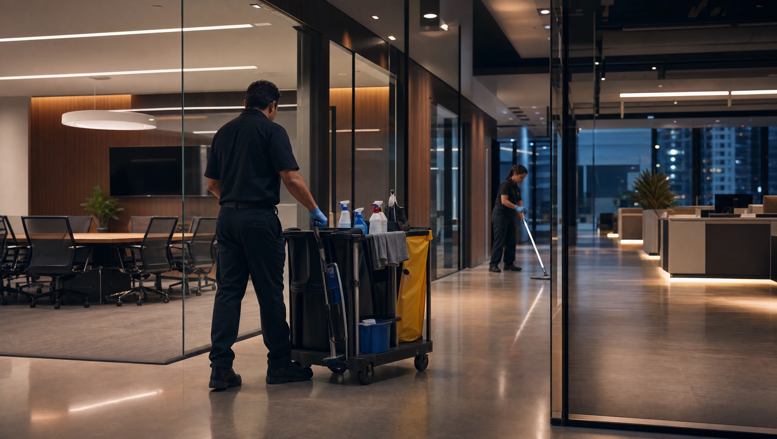 Greater Clean crew cleaning a commercial facility
